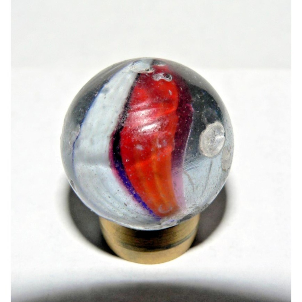 Handmade Antique German Ribbon Core Swirl Glass Marble 27mm 1 1/16" #106